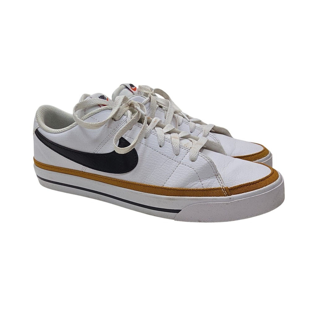 Nike Court‎ Legacy Canvas Swoosh Low Top Sneakers White Black Gold DH3162-100